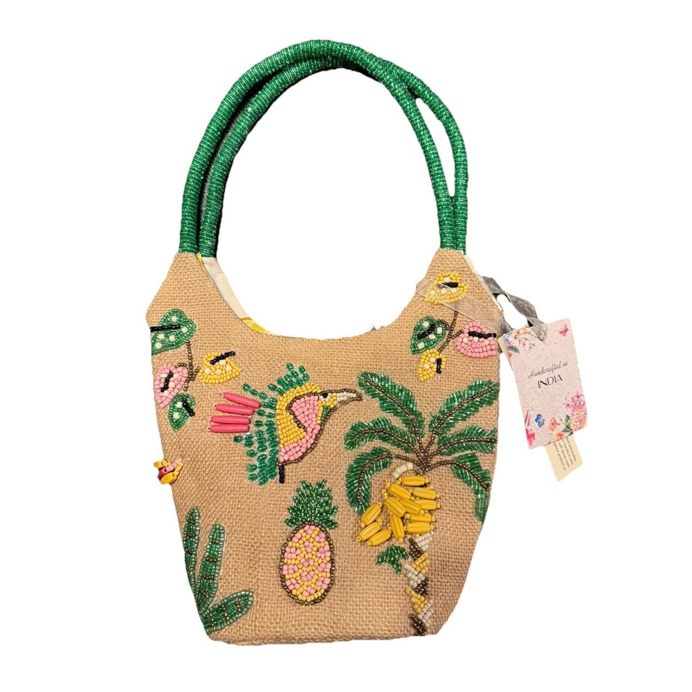 New Release‎ Handcrafted Made In India Tropical Straw/Woven Beaded Shoulder Bag.